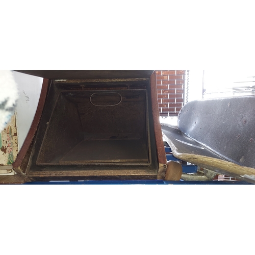 69 - Coal Box With Brass Decorative And Brass Handle With Shovel