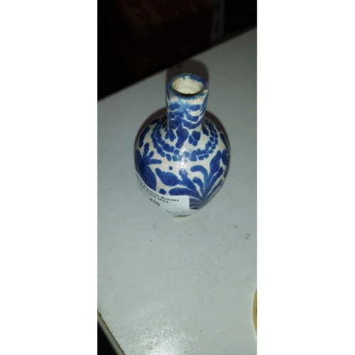 420 - Pair Of Antique Delft Faience Vases 10Cm Tall One Slight A/F