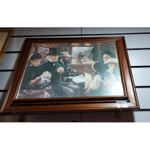 110 - Framed Print Of People In Carriages