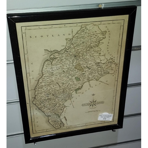 114 - Framed Map Of Cumberland By J Cary 1793