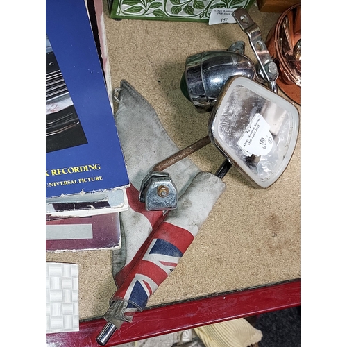 158 - Mod Scooter Accessories - Flag Pole, Mirror, Green Bullet Light