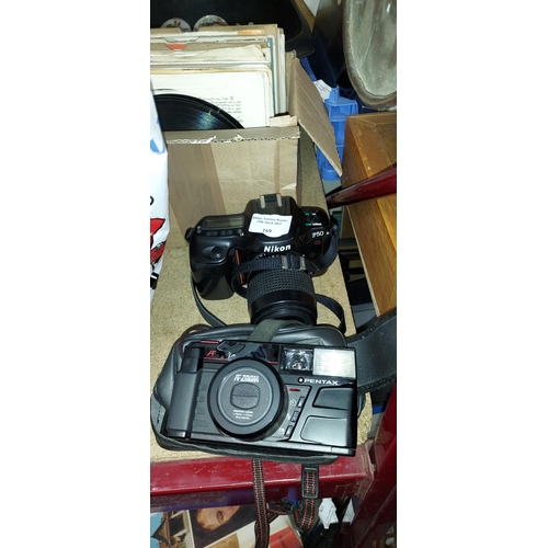 169 - Pentax AF Zoom Macro - 70 Camera, Nikon F50 SLR Camera Plus Bag Of Camera Accessories
