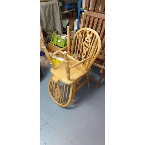 22 - Pair Of Pine Wheel Back Chairs