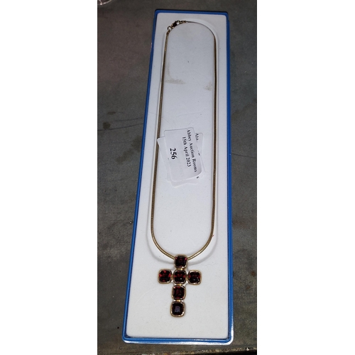 256 - Silver Gold Gift Cross With Chain