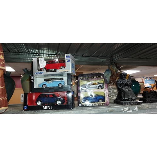 441 - 5 Diecast Cars Including 2002 Mini Cooper, Jaguar Roadster & 2001 VW Micro Bus, Boxed