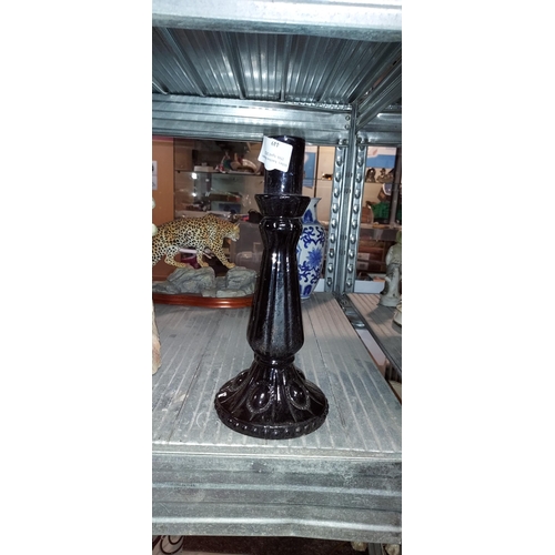 449 - Dark Purple Glass Candlestick Holder