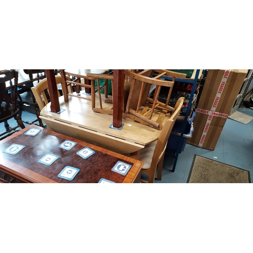 82 - Drop Leaf Table And 4 Chairs, Chairs Need A Little Attention