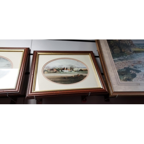 102 - 4 Small Framed Engravings. 3 Are Oast Houses, 1 Is Farming Scene
