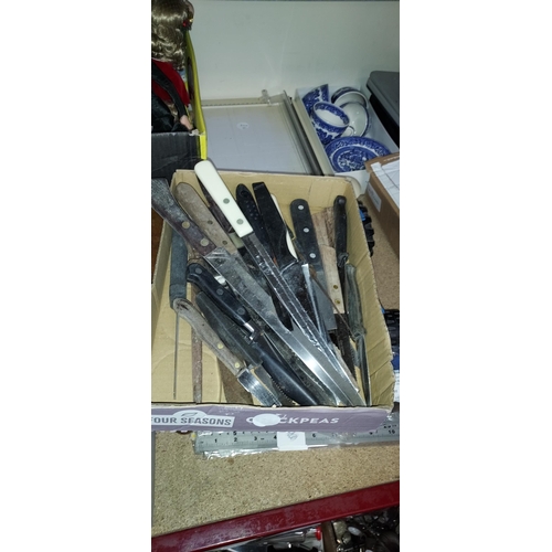 188 - Box Of Kitchen Utensils And Others Including Knives