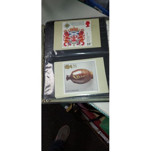 197 - Box Containing Various Stamps, Albums And PHQ Cards