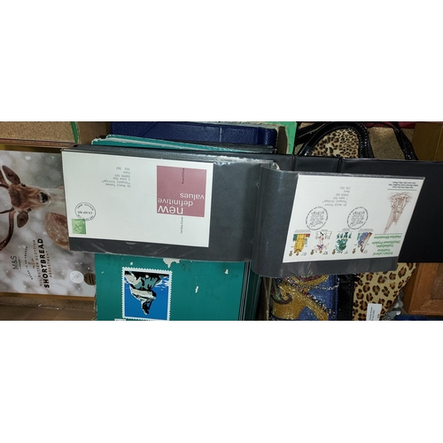 197 - Box Containing Various Stamps, Albums And PHQ Cards