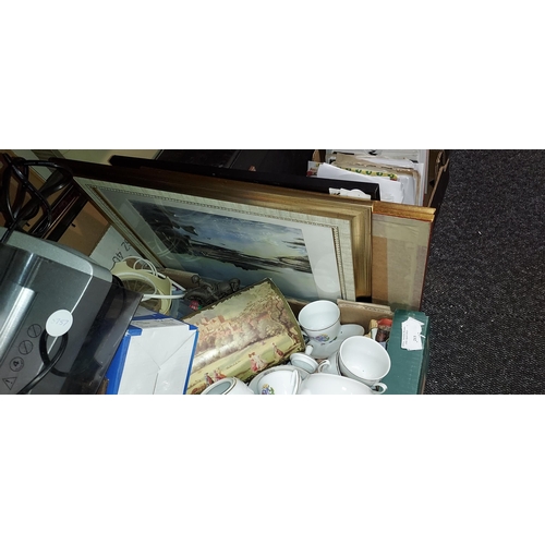 213 - Box Of Assorted Items Plus Framed Pictures