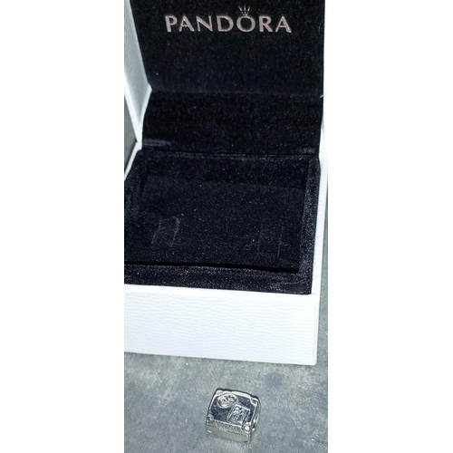 369 - Pandora Silver Pink Pavé Suitcase Clip Charm In Box With Gift Bag