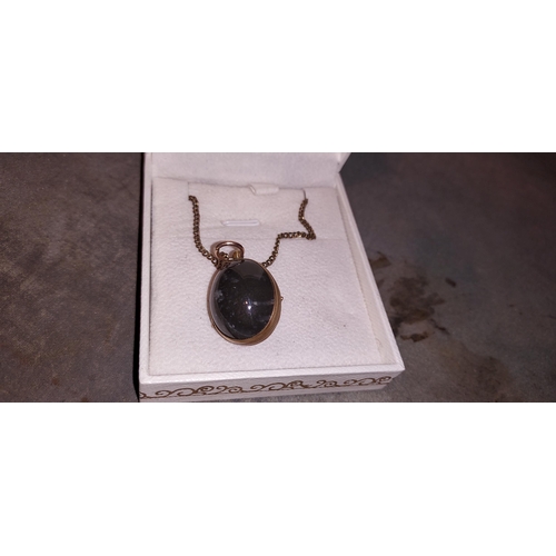 370 - Antique Agate Locket With Chain