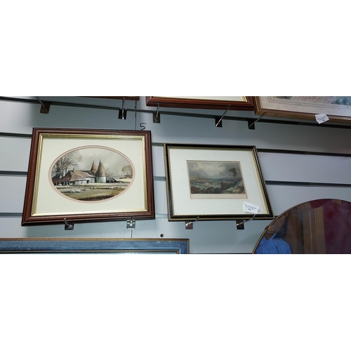 104 - 4 Small Framed Engravings. 3 Are Oast Houses, 1 Is Farming Scene