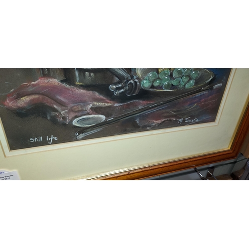 114 - Framed Still Life Pastel, Signed Ro Tomlain