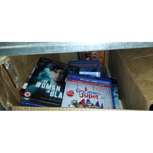 159 - Box Of Dvd'S Including Blu-Rays Plus Bush Digital A/F Digital Red Camcorder In Bag