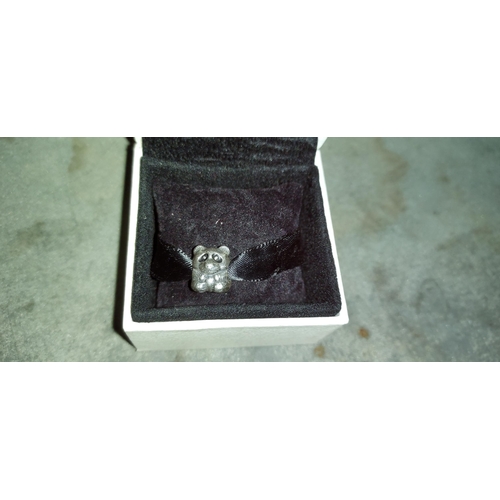 328 - Pandora Silver Panda Charm In Box With Gift Bag