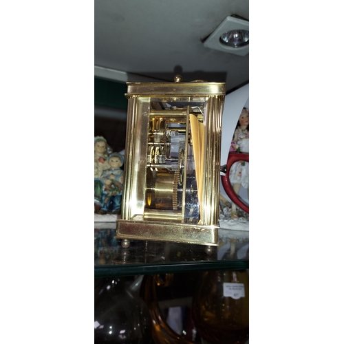 423 - Heavy Lionel Peck London Brass Carriage Clock With Key, Needs Attention