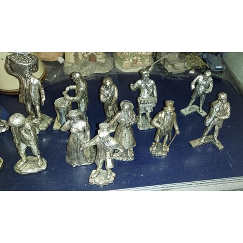 435 - Pewter Set Of Charles Dickens Figures, 15 In Total