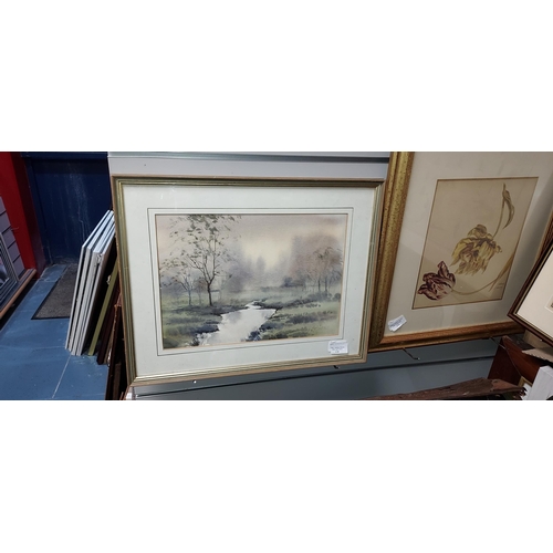 120 - Framed Watercolour Of Lake Scene Signed