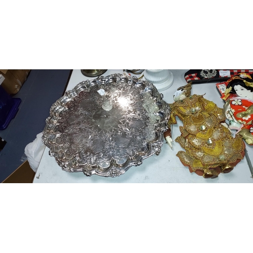 416 - Large Decorative Silver Plated Tray