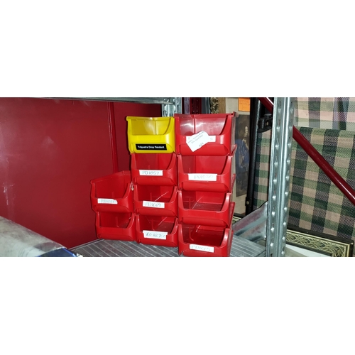 623 - 10 Small Red Plastic Storage Trays