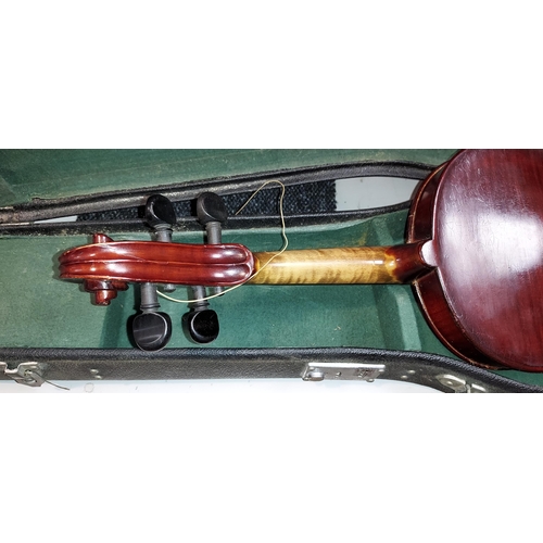 413 - Signed Italian Violin With Bow, In Case. Signed Antonio Lechi. Needs Restringing. Possible Repairs B... 