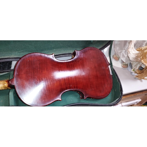 413 - Signed Italian Violin With Bow, In Case. Signed Antonio Lechi. Needs Restringing. Possible Repairs B... 