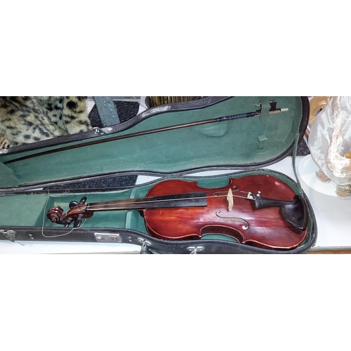 413 - Signed Italian Violin With Bow, In Case. Signed Antonio Lechi. Needs Restringing. Possible Repairs B... 