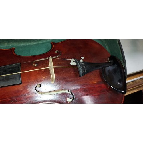 413 - Signed Italian Violin With Bow, In Case. Signed Antonio Lechi. Needs Restringing. Possible Repairs B... 