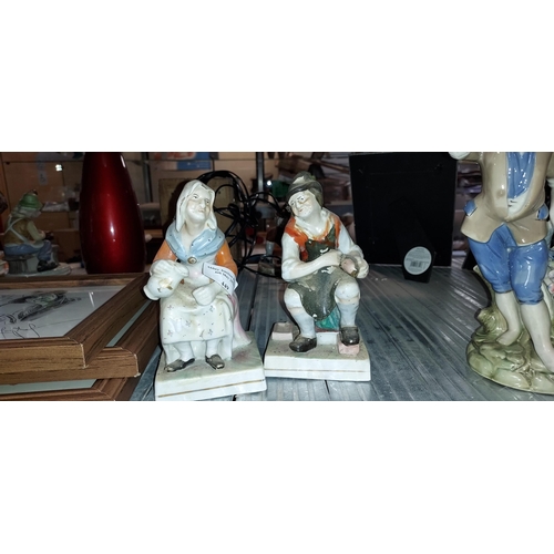 449 - 2 China Lady And Gentleman Figurines