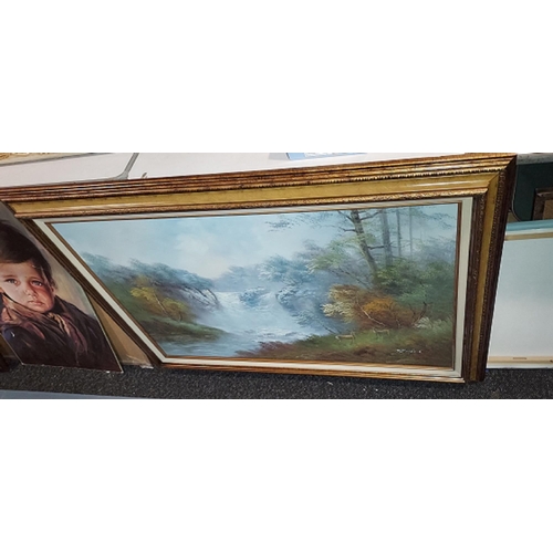 657 - Large Gilt Framed Oil On Board Of A Forest Scene Signed R Danford