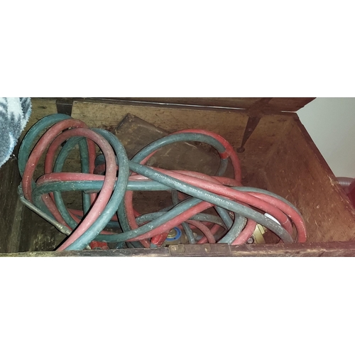 660 - Large Wooden Box  With Oxcylene Acetalyene Hoses