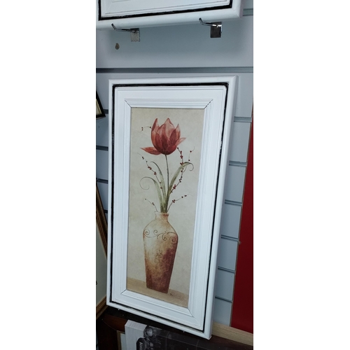 123 - 2 White Framed Flower Pictures