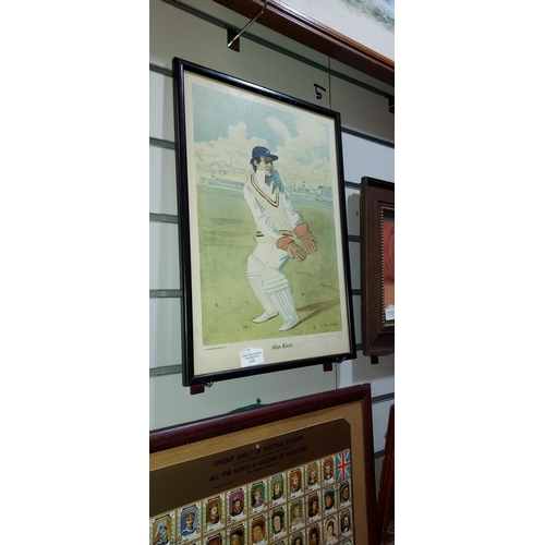 115 - Framed Print Of Cricketer Alan Knot