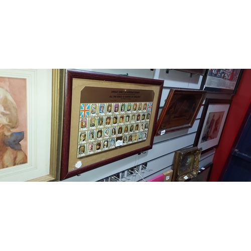 116 - Framed Sheet Of Stamps Kings And Queens Of England