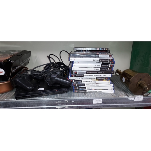 137 - Playstation 2 With Controllers And Games Plus A Stack Of Dvd'S