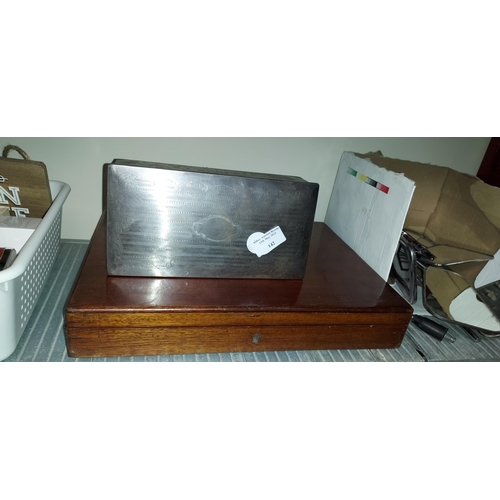 142 - Metal Tin Plus Wooden Box