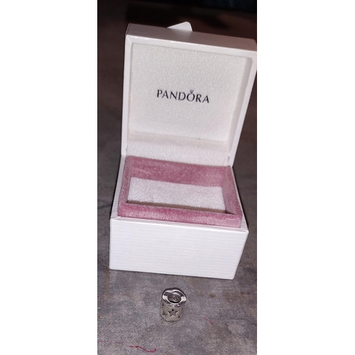 358 - Pandora Silver Star Patterned Charm In Box