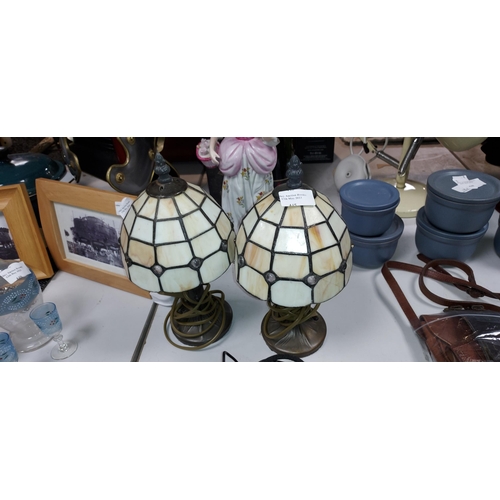 445 - Small Pair Of Tiffany Style Table Lamps