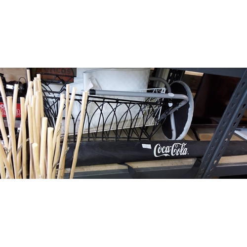 49 - Coca Cola Umbrella Plus 3 Garden Shelves Plus A Stool