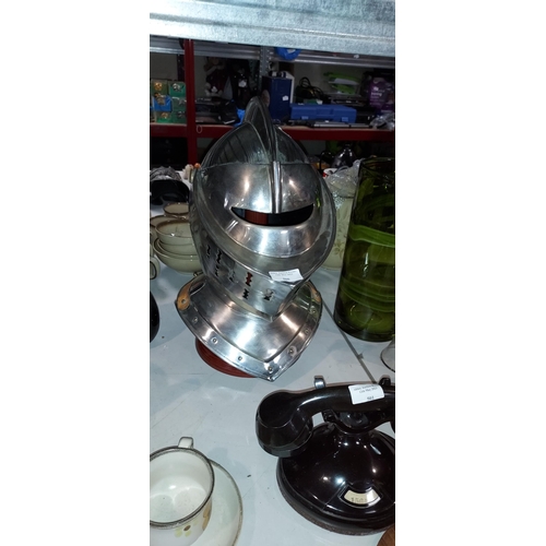 500 - Reproduction Knight Helmet On Stand