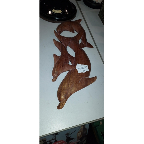 502 - Wooden Dolphin Wall Plaque