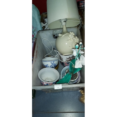 616 - Box Of Flower Pots Plus A Lamp