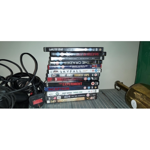 137 - Playstation 2 With Controllers And Games Plus A Stack Of Dvd'S
