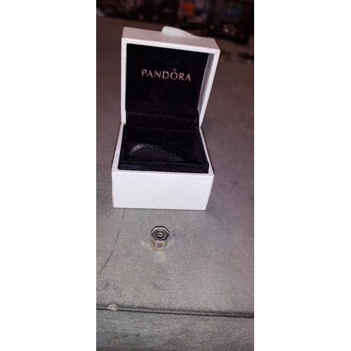 323 - Pandora Silver Nautical Patterned Charm With Box