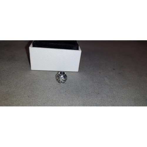 334 - Pandora Silver Flower Patterned Charm In Box