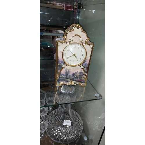 414 - Bradford Exchange Ltd Edition Lamp Light Lane Heirloom Clock By Thomas Kinkade Dated 2003