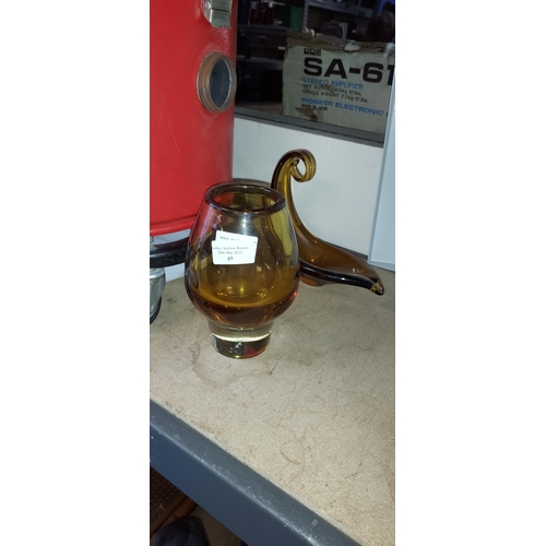 49 - 2 Amber Glass Vases